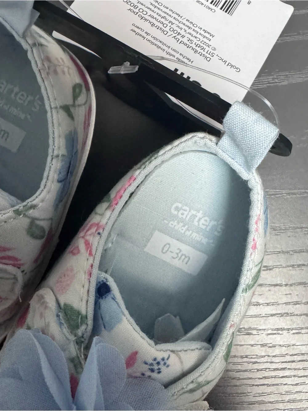 Carter's Floral Baby Slip-On Shoes with Light Blue Flower